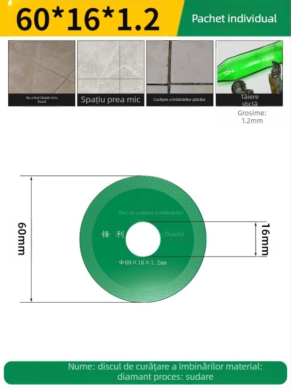 Disc diamant sudat pentru mașina de găurit electrică, potrivit pentru marmură, ceramică și jad; îndepărtarea rosturilor