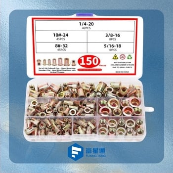 Set en-gros de 150 bucăți rivnut cu cap plat, nervuri verticale, din oțel-carbon simplu, GB/T17880