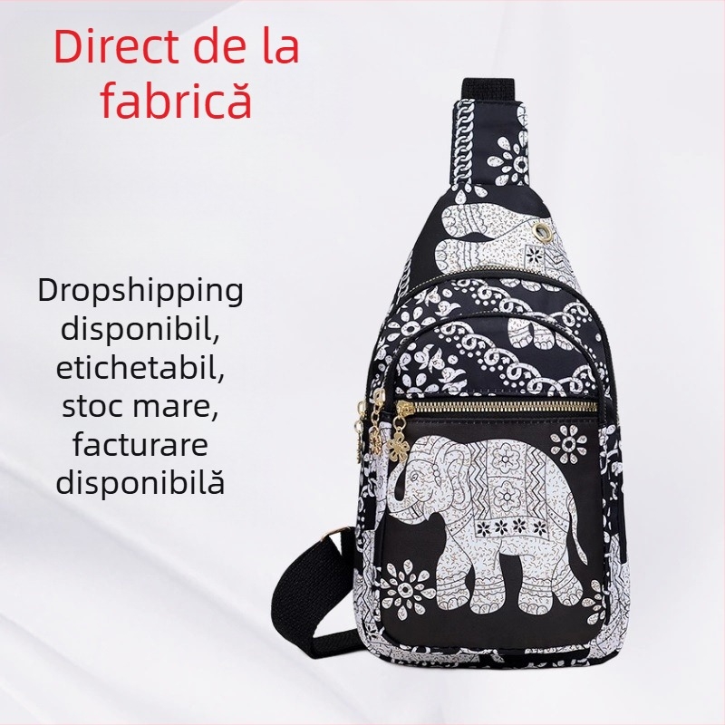 Geantă pentru piept pentru bărbați – Nailon; Rezistență la abraziune; Căptușeală din poliester; Primăvara 2024; Pentru bărbați