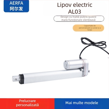 Actuator liniar electric cu tensiunea 24 V DC, cursa 100 mm, forță de împingere 1500 N și viteză 5 mm/s.