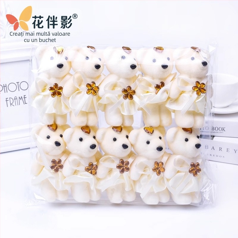 Set pluș: ursuleți cu aromă de înghețată, ursuleț stea mărturisitor, velur teddy, ursuleț pentru mașina de nuntă, păpușă buchet desen animat — material: stofă, proces: cusături pe margine, toleranță 1-2