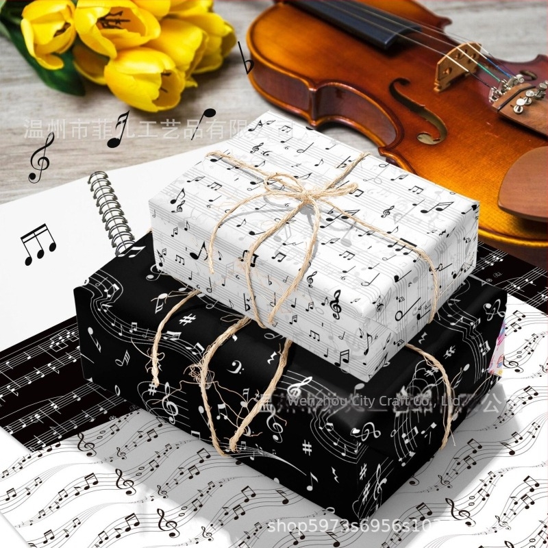 Hârtie de împachetat cu notă muzicală pentru cutii de cadouri — hârtie decorativă pentru petreceri, Brand Yishi; Material: materiale compozite; Meșteșug: semi-artizanal și semi-mecanic; Potrivit pentru cadouri: petreceri; Destinatari: persoane în vârstă, c