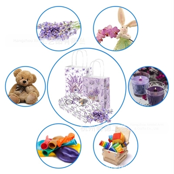 Geantă de cadouri din hârtie cu imprimare UV, formă de geantă de mână, hârtie kraft 120 g, ambalaj festiv