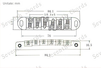 Pod pentru chitară electrică cu role de bile, placă pentru corzi și șuruburi mari de strângere; material: aliaj fier-zinc
