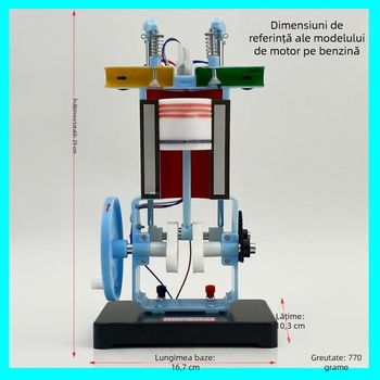 Model de motor pe benzină și motor diesel – model de motor cu ardere internă, patru timpi, pentru experimente de fizică la gimnaziu, construcție metalică, 20 bucăți în cutie.