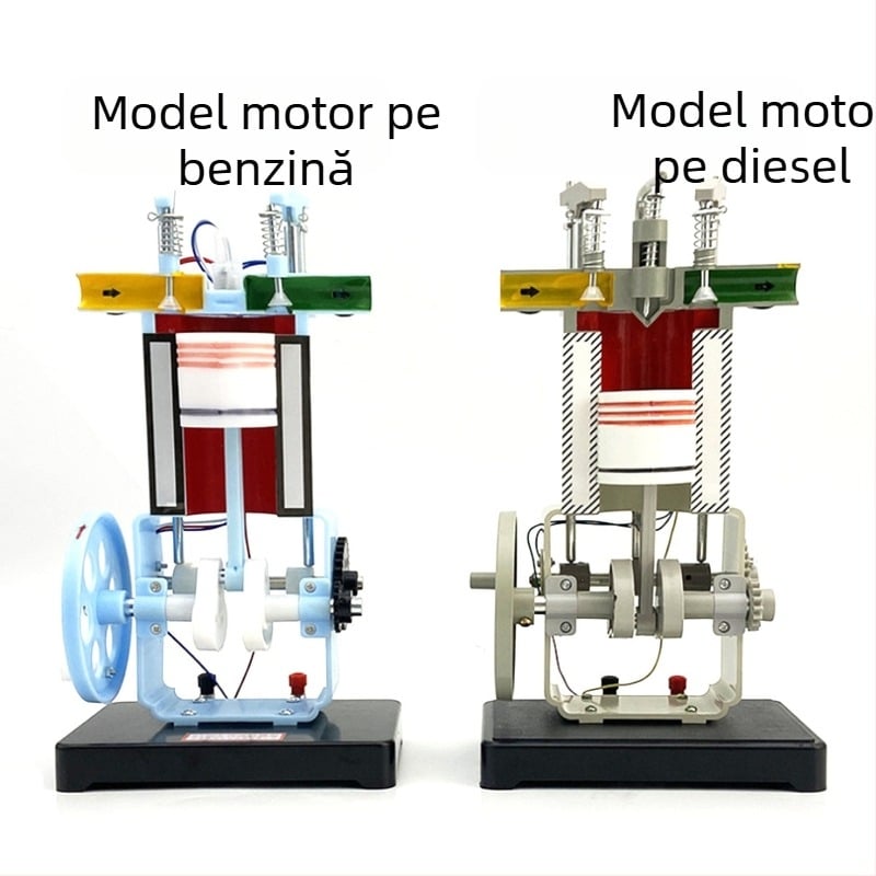 Model de motor pe benzină și motor diesel – model de motor cu ardere internă, patru timpi, pentru experimente de fizică la gimnaziu, construcție metalică, 20 bucăți în cutie.