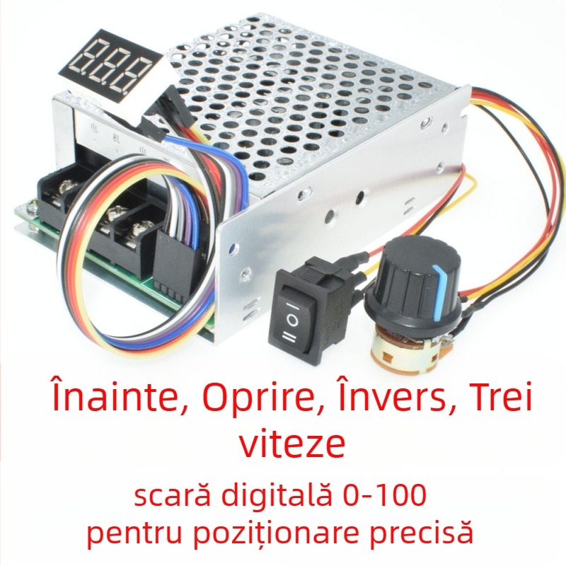 Regulator motor DC cu PWM înainte și înapoi, afișaj digital, 10–55V, 60A vârf / 40A continuu