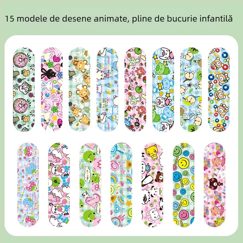 Plasture adeziv cu desene animate, impermeabil pentru copii, de unică folosință, material PE moale, 100 buc./cutie, marca Miaoqiling