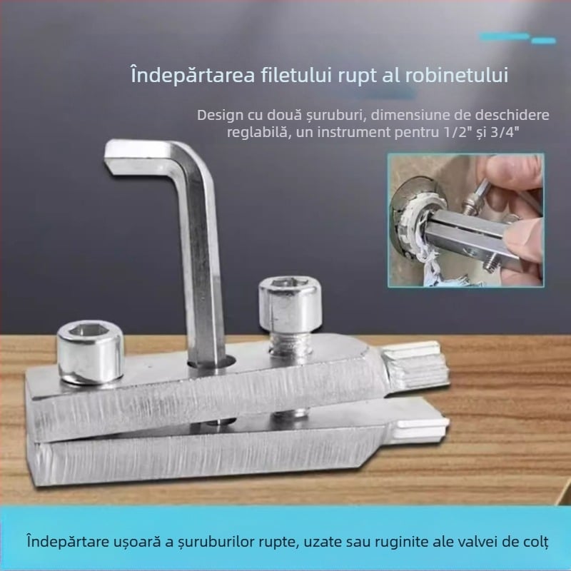 Extractor multifuncțional pentru șuruburi rupte și filete la robinete și țevi, compatibil cu polizor unghiular electric, 24V