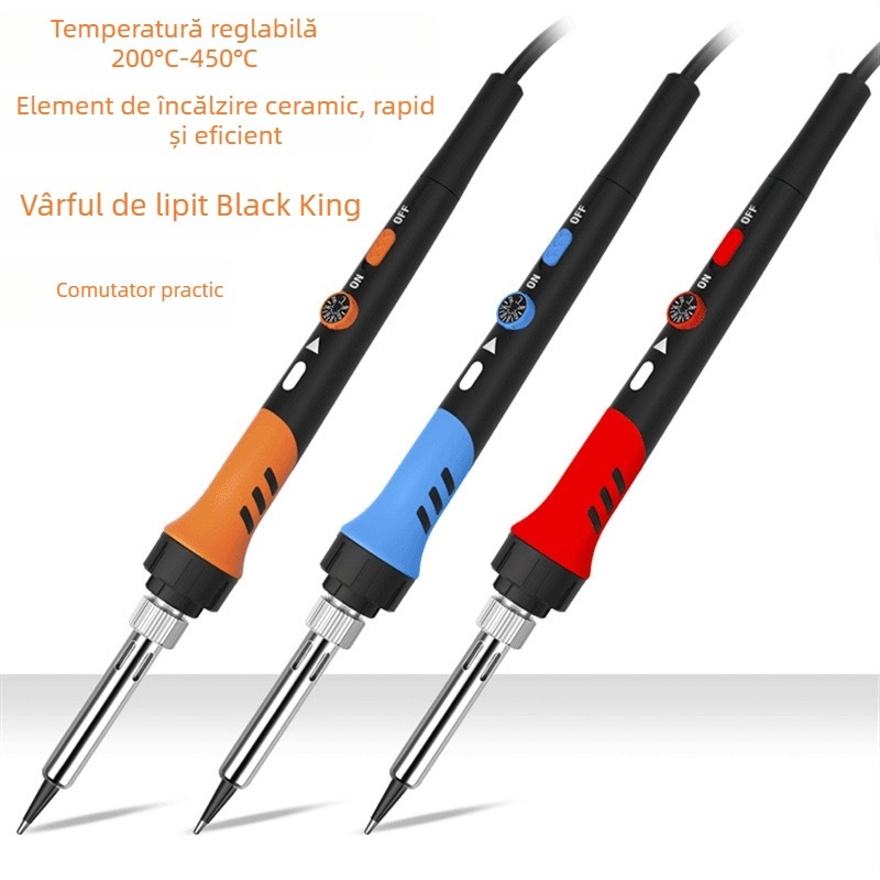 Set pistol de lipit electric cu temperatură reglabilă pentru sudură electronică și întreținere, mâner din cauciuc, 240V