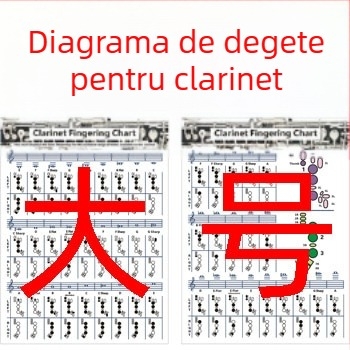 Diagramă de fingering pentru clarinet, model Clarinet Chart, material hârtie acoperită, ambalaj pungă din plastic, marcă Chuan mei