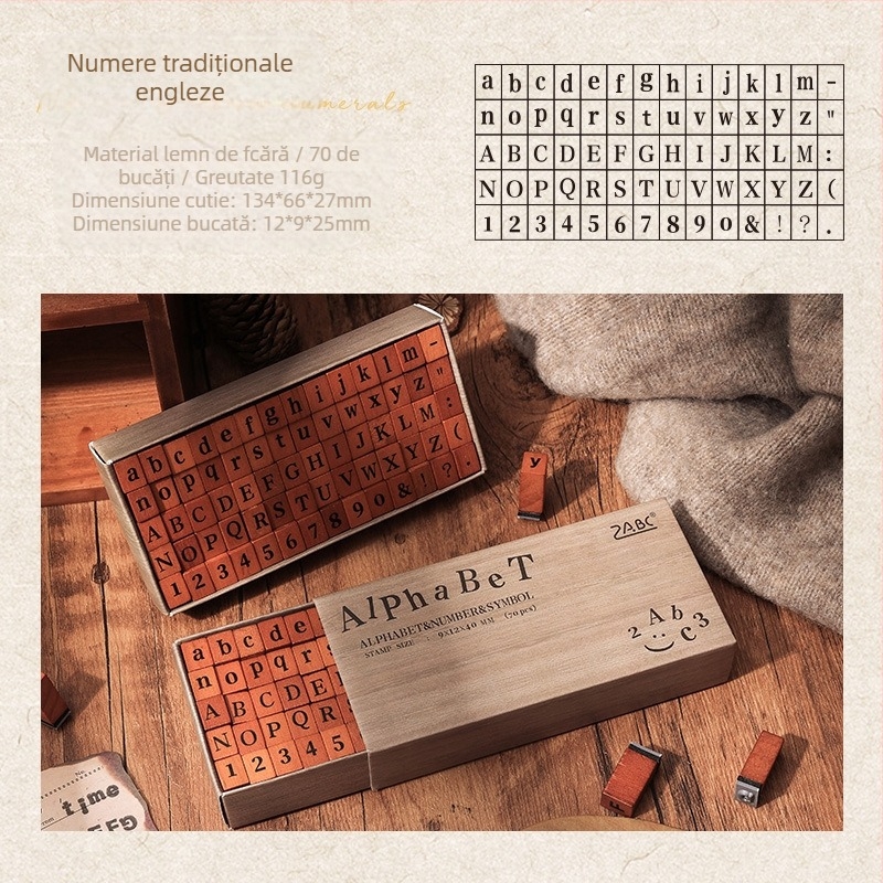 Ștampilă din lemn pentru jurnal Yuezhen, cu combinație retro de litere și cifre