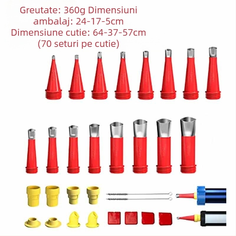 Kit de etanșare cu 32 de piese, duze din oțel inoxidabil reutilizabile, pentru sticlă și adezivi structurali (oțel inoxidabil + ABS)