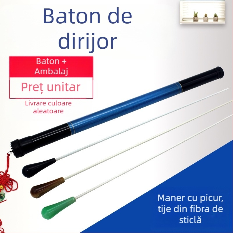 Baton dirijor pentru instrumente muzicale, mâner din agat imitativ, tijă din sticlă-otel, ambalare individuală