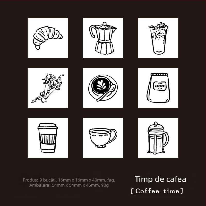 Yanji Mini Ștampilă Din Lemn Pentru Jurnal – 9 Piese, Multifuncțional, Ecologic