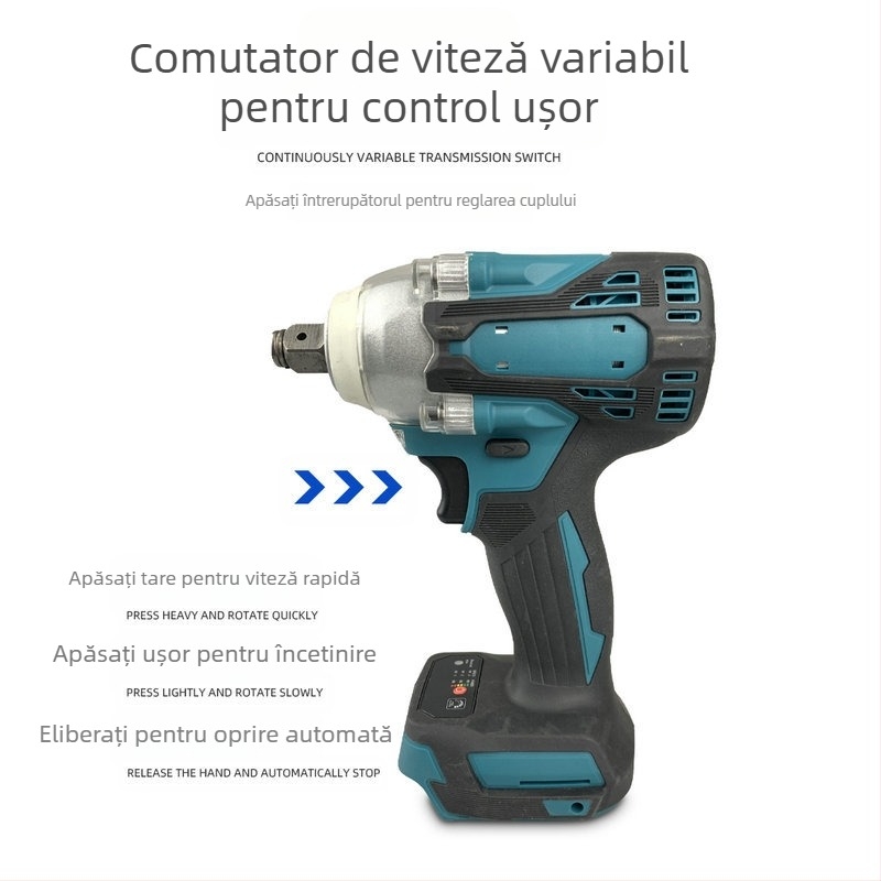 Cheie cu impact fără peri, baterie Li-ion reîncărcabilă, 21V, cuplu 350 Nm, greutate 1,06 kg