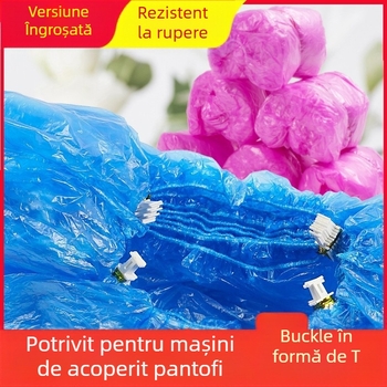 Mașină pentru acoperirea pantofilor, acționată prin pedală, pentru huse de unică folosință din PE rezistente la apă, cu cataramă în formă de T, destinată spațiilor interioare fără praf