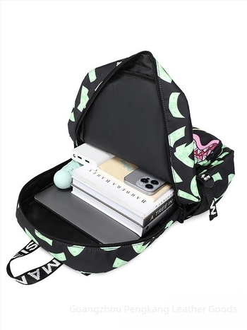 Rucsac școlar unisex cu imprimeu rechin desen animat — ușor din nailon, impermeabil, capacitate sub 20 L, bretele dublu, compartimente interne pentru telefon/ID/cărți, închidere cu fermoar