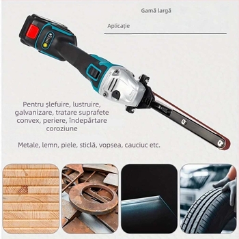 Șlefuitor cu bandă electric pentru unghiular modificat, Lustruire cuțite și foarfece, mic instrument de prelucrare a lemnului — Material: alumina