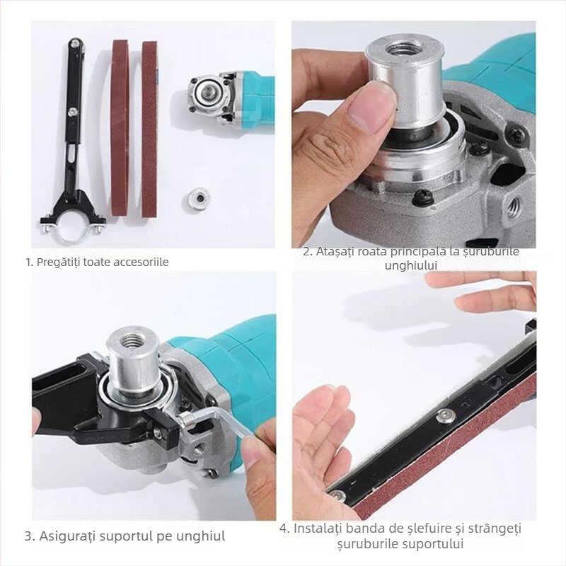 Șlefuitor cu bandă electric pentru unghiular modificat, Lustruire cuțite și foarfece, mic instrument de prelucrare a lemnului — Material: alumina