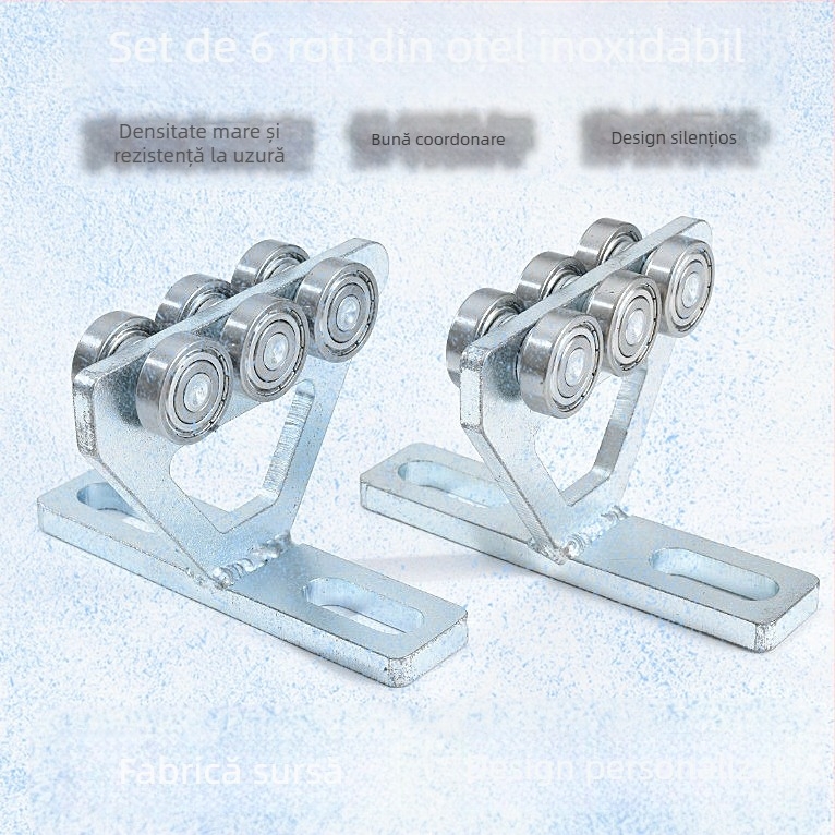 Ansamblu troliu coloană electric pentru macara, 6 roți, oțel inox, pentru șine, Hui Hao