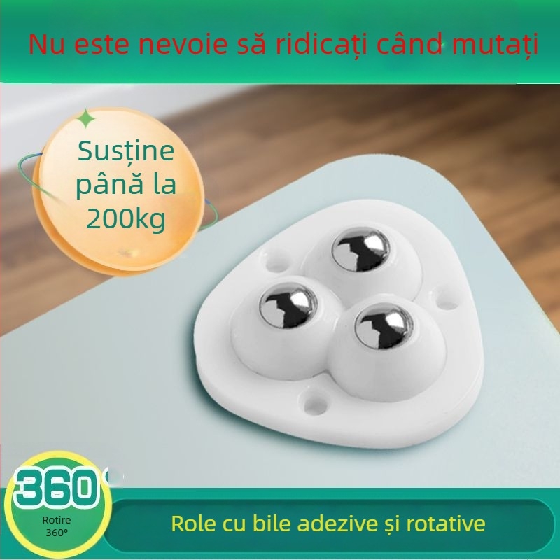 Rola cu bile, montaj cu bandă adezivă – silențioasă, universală pentru mobilier