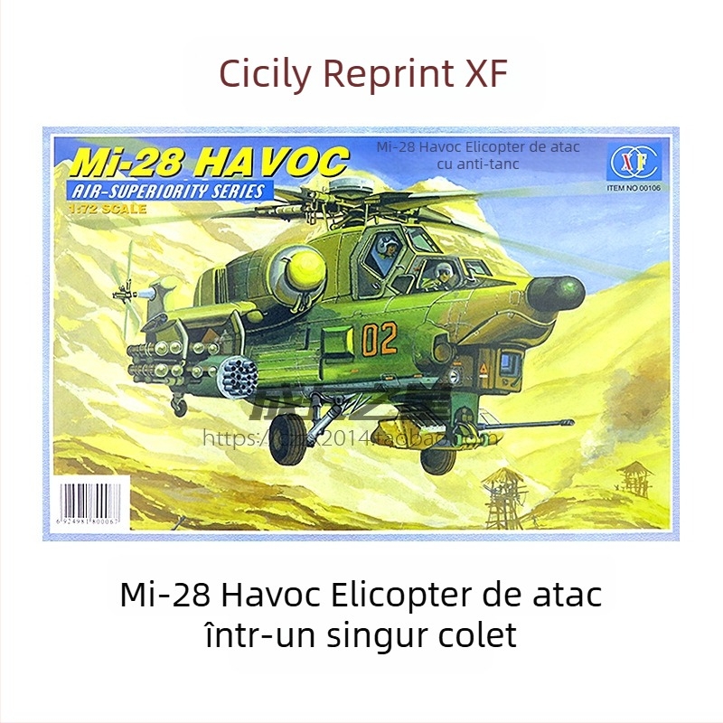 Mi-28 Havoc elicopter militar, scară 1:72, jucărie cu piese mobile, preasamblat