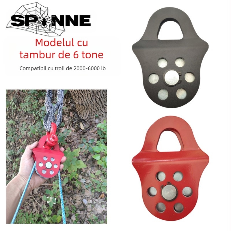 bloc de ghidare pentru troliu UTV off-road, cu cârlig și placă de montaj, modificat, capacitate 6 tone