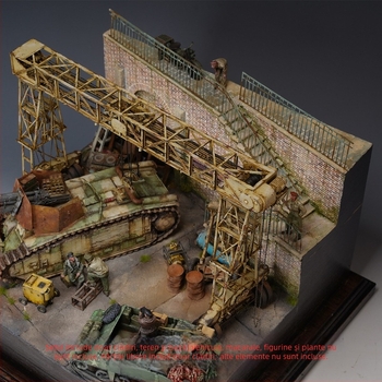 Model arhitectural din lemn pentru scenă - fabrică în aer liber, kit de asamblare Ke zuo, fără electricitate