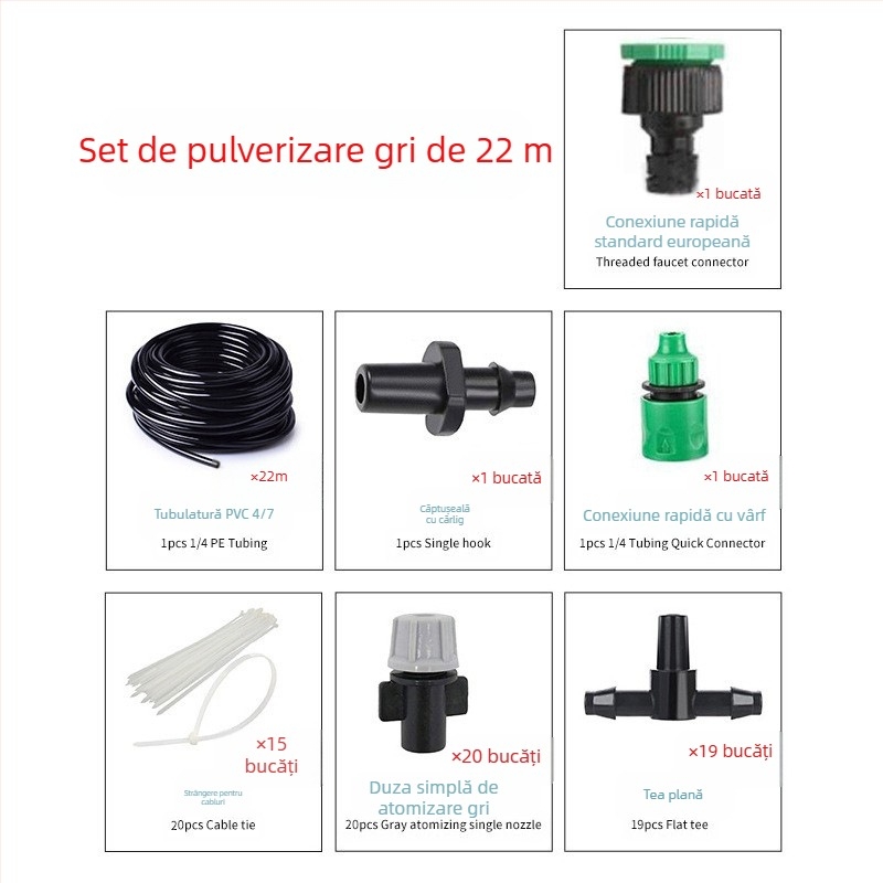 Set de irigare microspray — PVC, capacitate 500 ml, atomizare excelentă, pentru grădinărit casnic și spații verzi publice