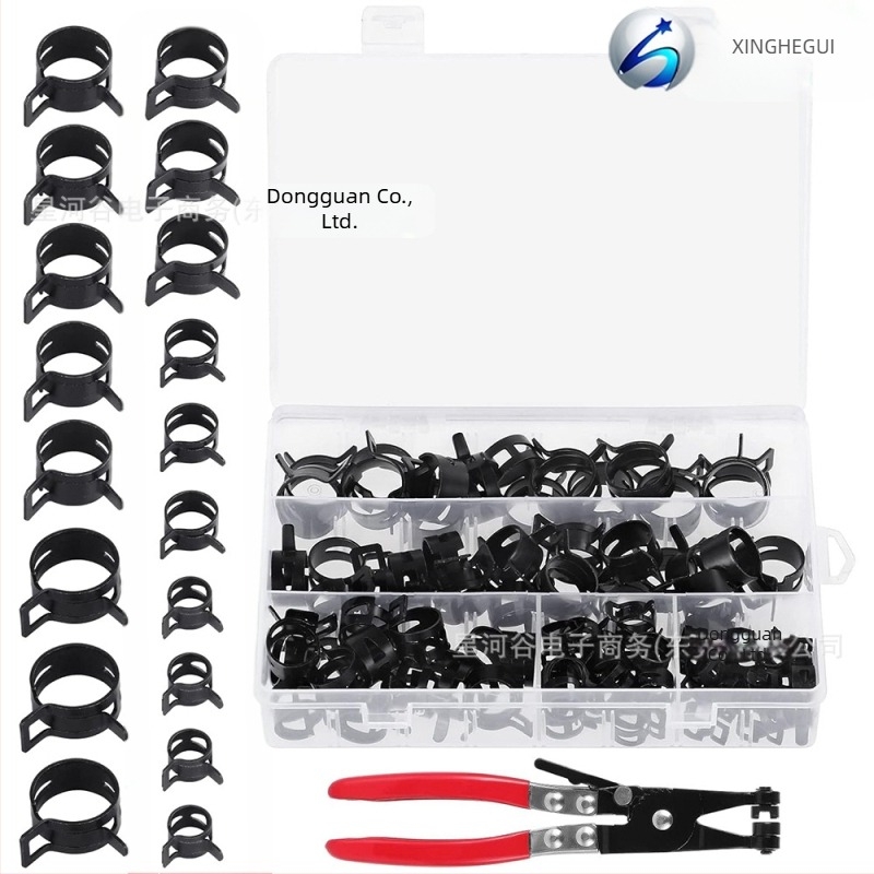 Colier elastic din oțel 65Mn pentru ansambluri de țevi, diametre nominal și de prindere 10–21 mm, marca Galaxy Valley