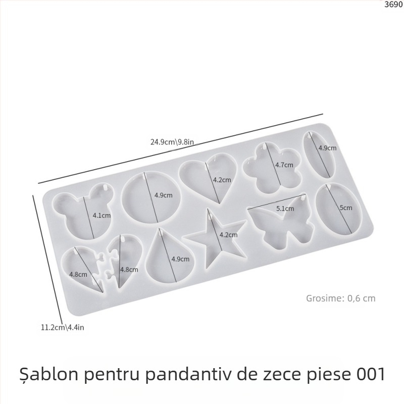 Formă din silicon pentru pandantive cu 26 litere englezești – formă neregulată, pentru rășină epoxidică cristal DIY, finisaj oglindă, demoldare ușoară