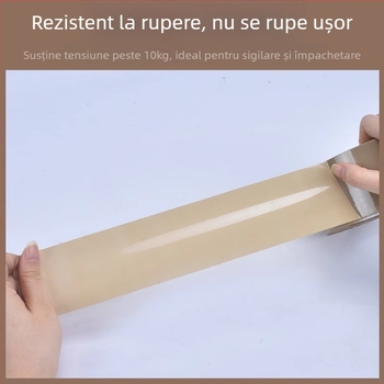 Bandă de ambalare cu zgomot redus, bază BOPP, grosime 50U, adeziv topit, viscozitate 100 N/m, interval -10°C până la 60°C