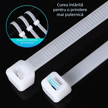 Curea auto-blocantă din nylon PA66, grosime 1.2 mm, rating de incendiu 95V-2, utilizare industrială