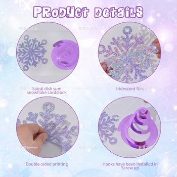 Decorațiune suspendată fulg de zăpadă pentru Crăciun — hârtie, ambalaj OPP cu card de spate, personalizare disponibilă, potrivită pentru Crăciun