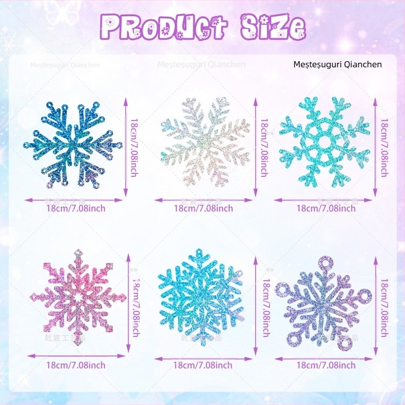 Decorațiune suspendată fulg de zăpadă pentru Crăciun — hârtie, ambalaj OPP cu card de spate, personalizare disponibilă, potrivită pentru Crăciun