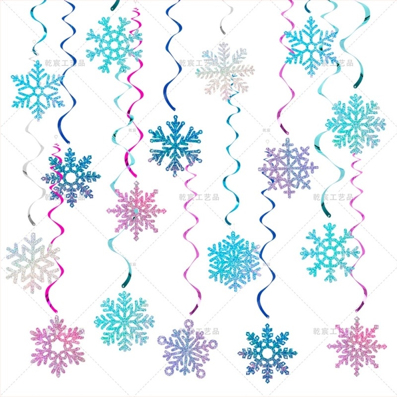 Decorațiune suspendată fulg de zăpadă pentru Crăciun — hârtie, ambalaj OPP cu card de spate, personalizare disponibilă, potrivită pentru Crăciun