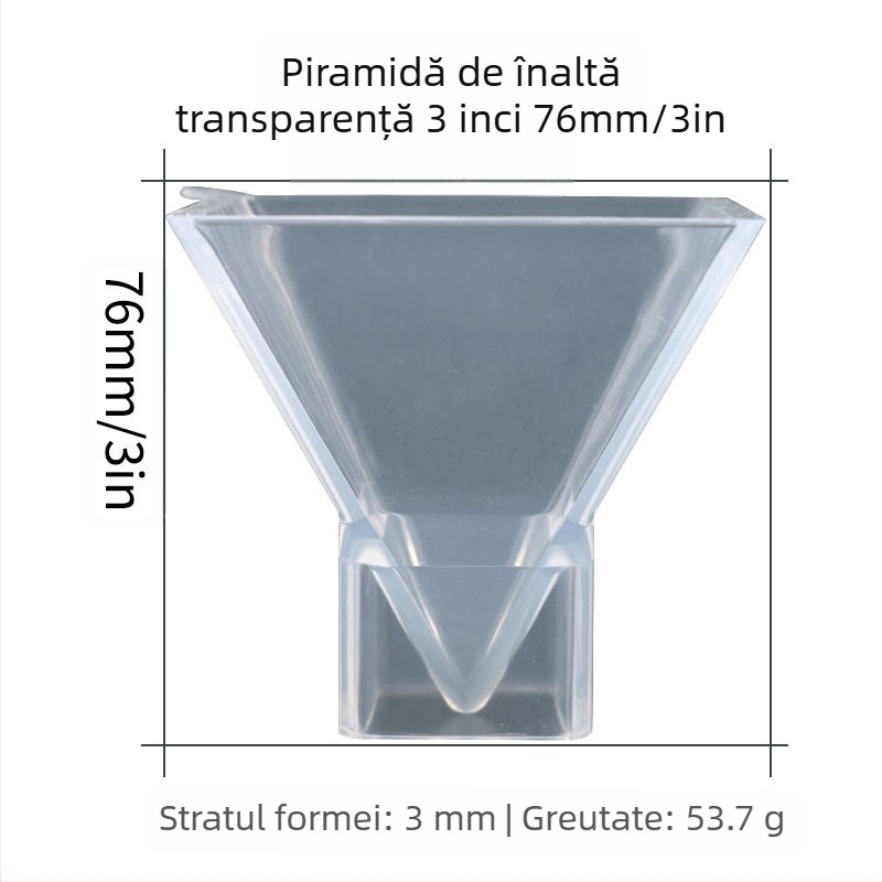 Formă din silicon pentru rășină epoxidică - piramidală, cu transparență înaltă, pentru flori uscate
