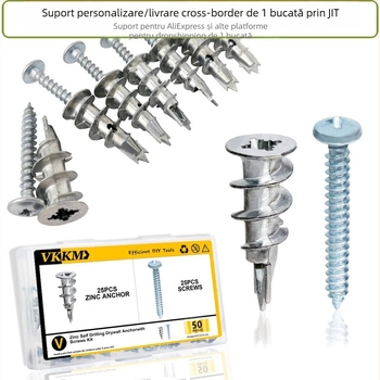 Set VKKM de țevi de expansiune spirale – 50 buc., material plastic, suprafață nichelată, grad 4.8