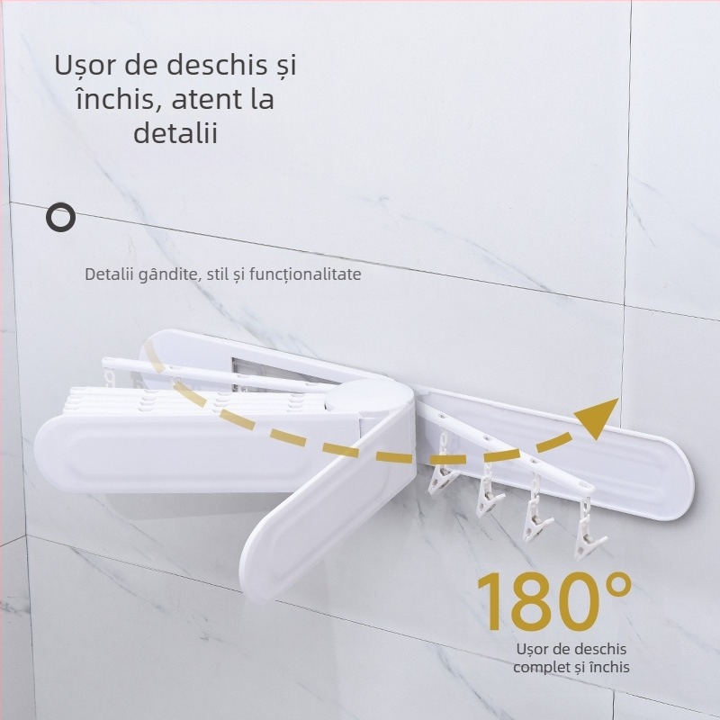 Sudijia umeraș pliabil pentru haine, suport rotativ pentru șosete, design circular cu clips, din plastic