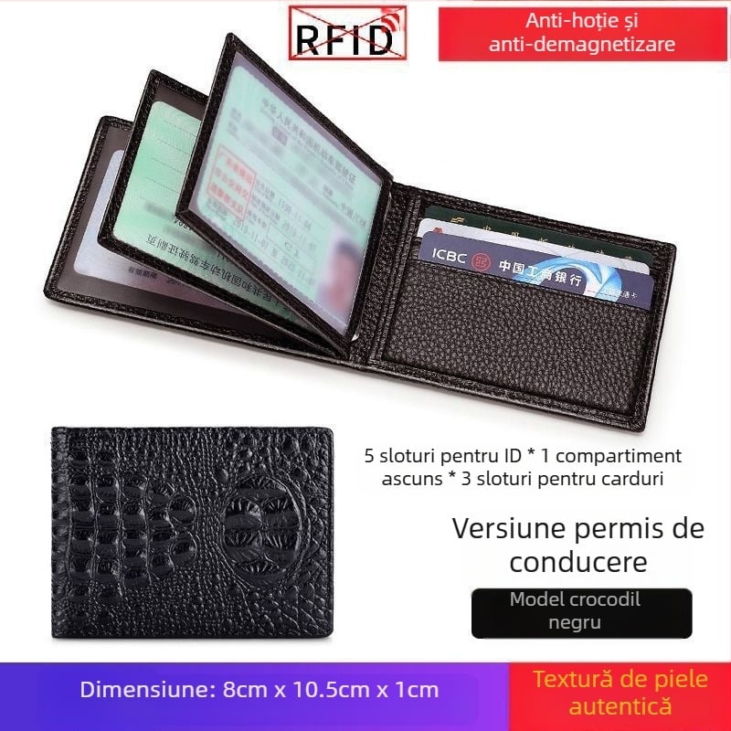 Portofel din piele PU pentru permisul de conducere – suport de carduri durabil, pentru pașaport și certificate, stil urban, utilizare zilnică.