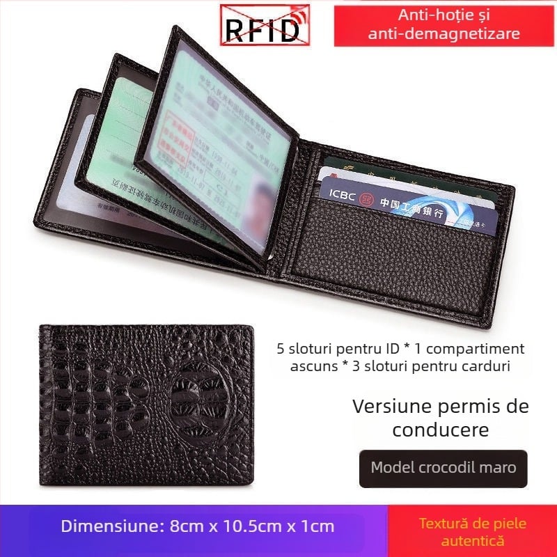 Portofel din piele PU pentru permisul de conducere – suport de carduri durabil, pentru pașaport și certificate, stil urban, utilizare zilnică.