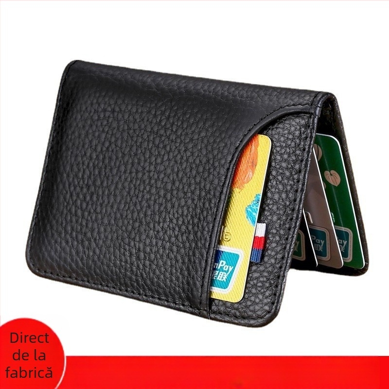 Carcasă PU, husă compactă pentru permis de conducere și certificat de înmatriculare, ultra-subțire, cu capacitate mare, portofel cu un singur pli