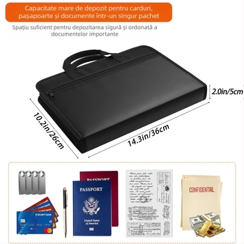 Organizator de dosare tip acordeon cu 13 compartimente, rezistent la foc și apă, extensibil, din Fiberglass