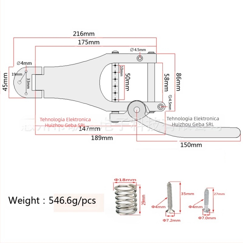 Placă de punte pentru chitare GA409/GA409BK/GA409GD, construcție metalică