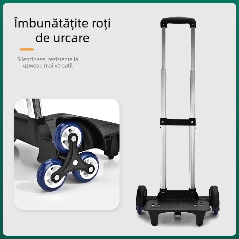 Trolier din aluminiu detașabil pentru ghiozdan, accesorii pentru geantă de școală, cu 6 roți pentru urcarea treptelor