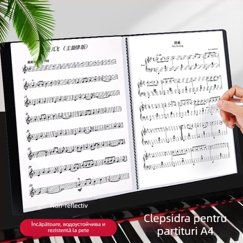 Clip pentru partituri muzicale — plastic, model: partituri muzicale, 100 pagini, imprimare a logo-ului disponibilă
