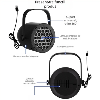 Lampa LED cu proiecție de Crăciun, fulg de zăpadă, 16 scene - alimentare USB, decor suspendat