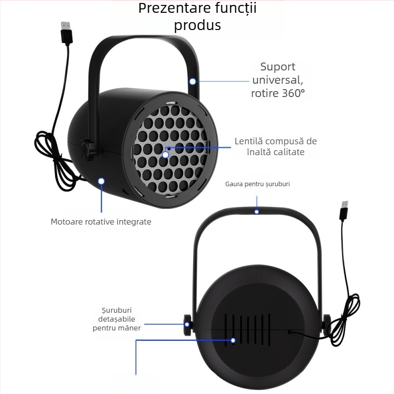 Lampa LED cu proiecție de Crăciun, fulg de zăpadă, 16 scene - alimentare USB, decor suspendat