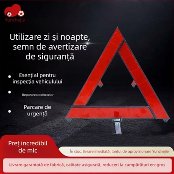 Semn avertisment reflectorizant cu trepied pentru automobil – ABS plastic, triunghi pliabil, siguranță auto, etichetă privată licențiată